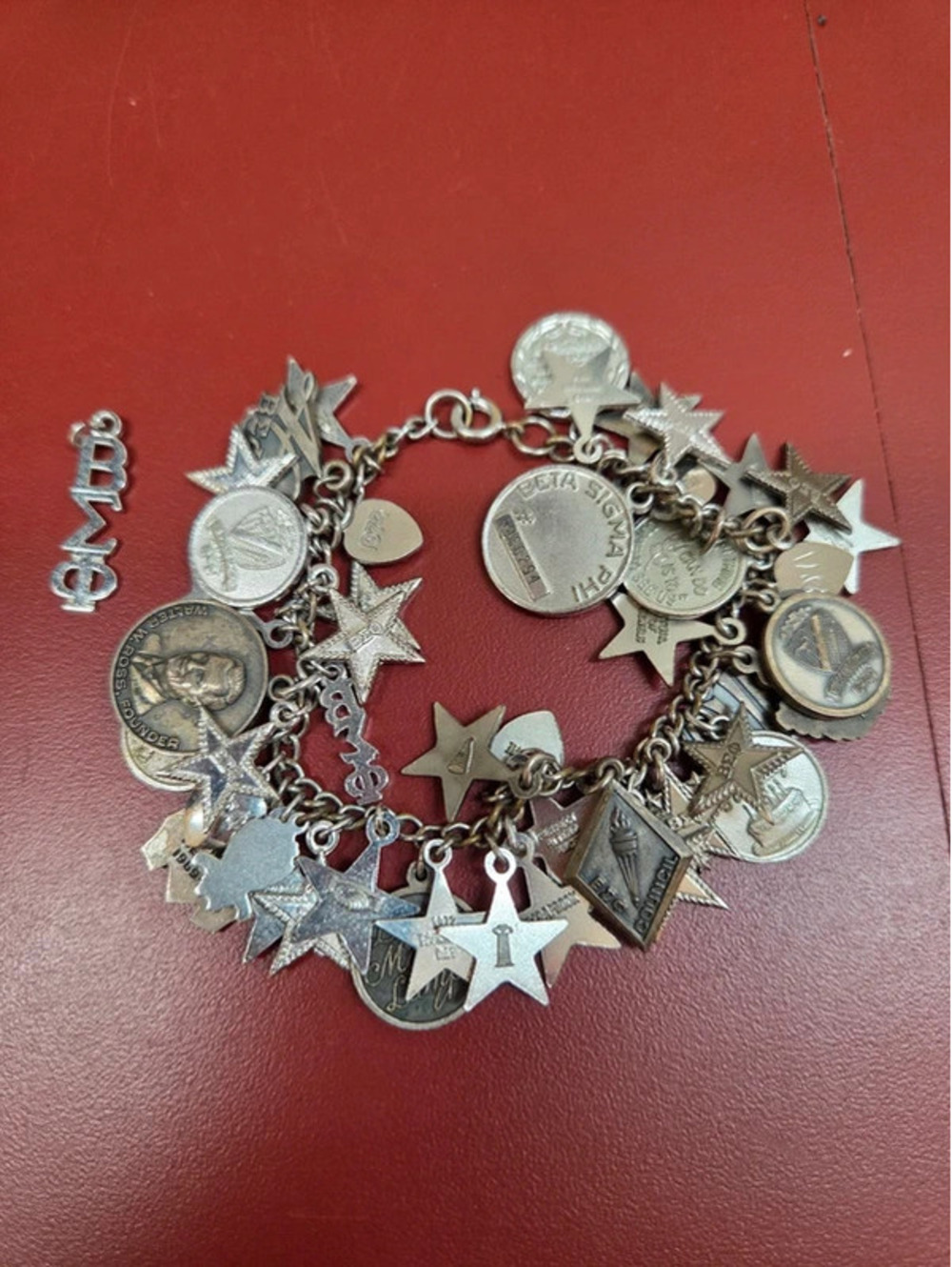 Vintage Beta Sigma Phi sorority charm bracelet